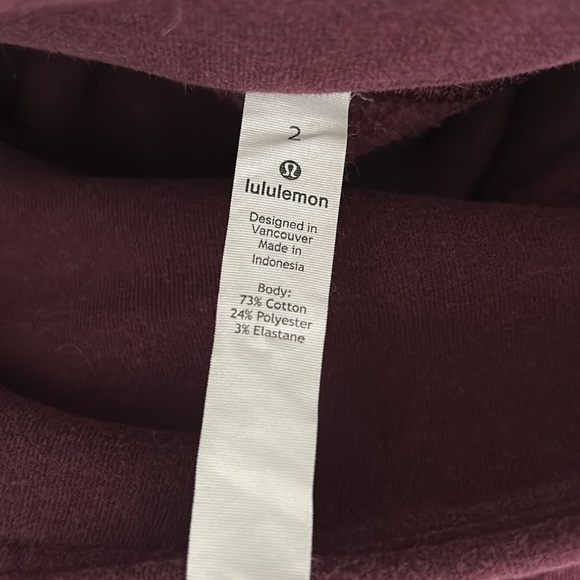 LULULEMON WUNDER Under 7/8 crop Cotton Heathered Berry Red Roll Down Legging. 2 - Picture 7 of 7
